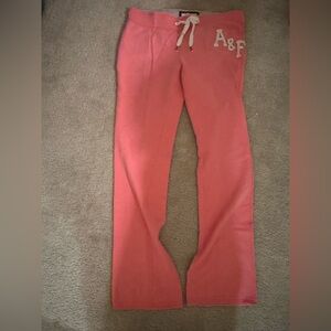 Abercrombie & Fitch Pink Sweatpants with White Drawstring